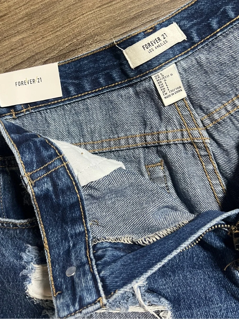 Forever 21 Dark Denim High Rise Distressed Cut Off Jean Shorts